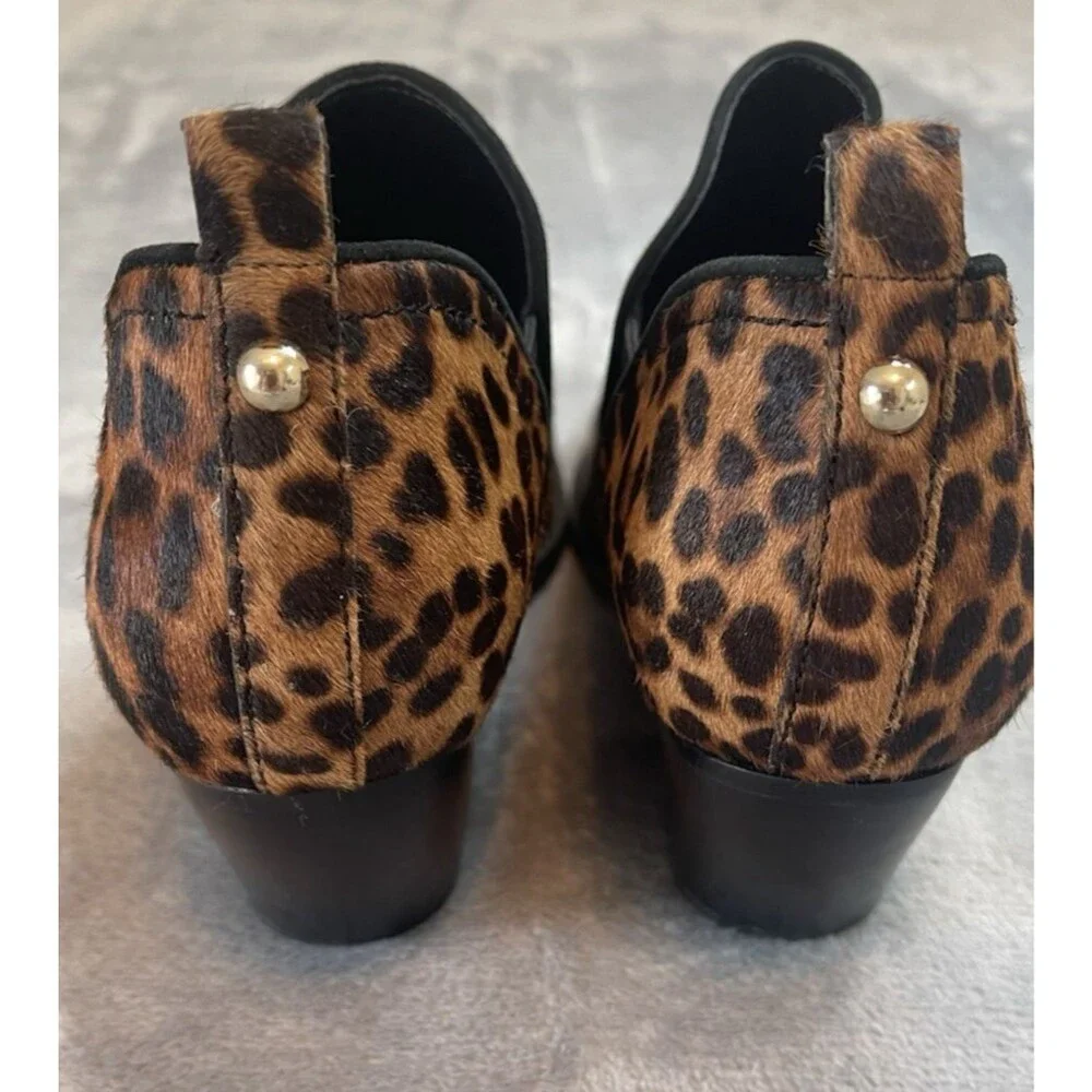 Marc Fisher NWOB womens calf hair leopard print slip on pointy ankle boot 8.5M